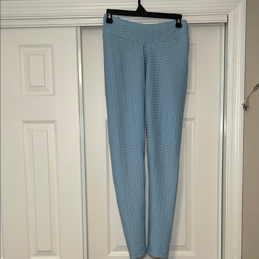 & Other Stories Light Blue Textured Leggings